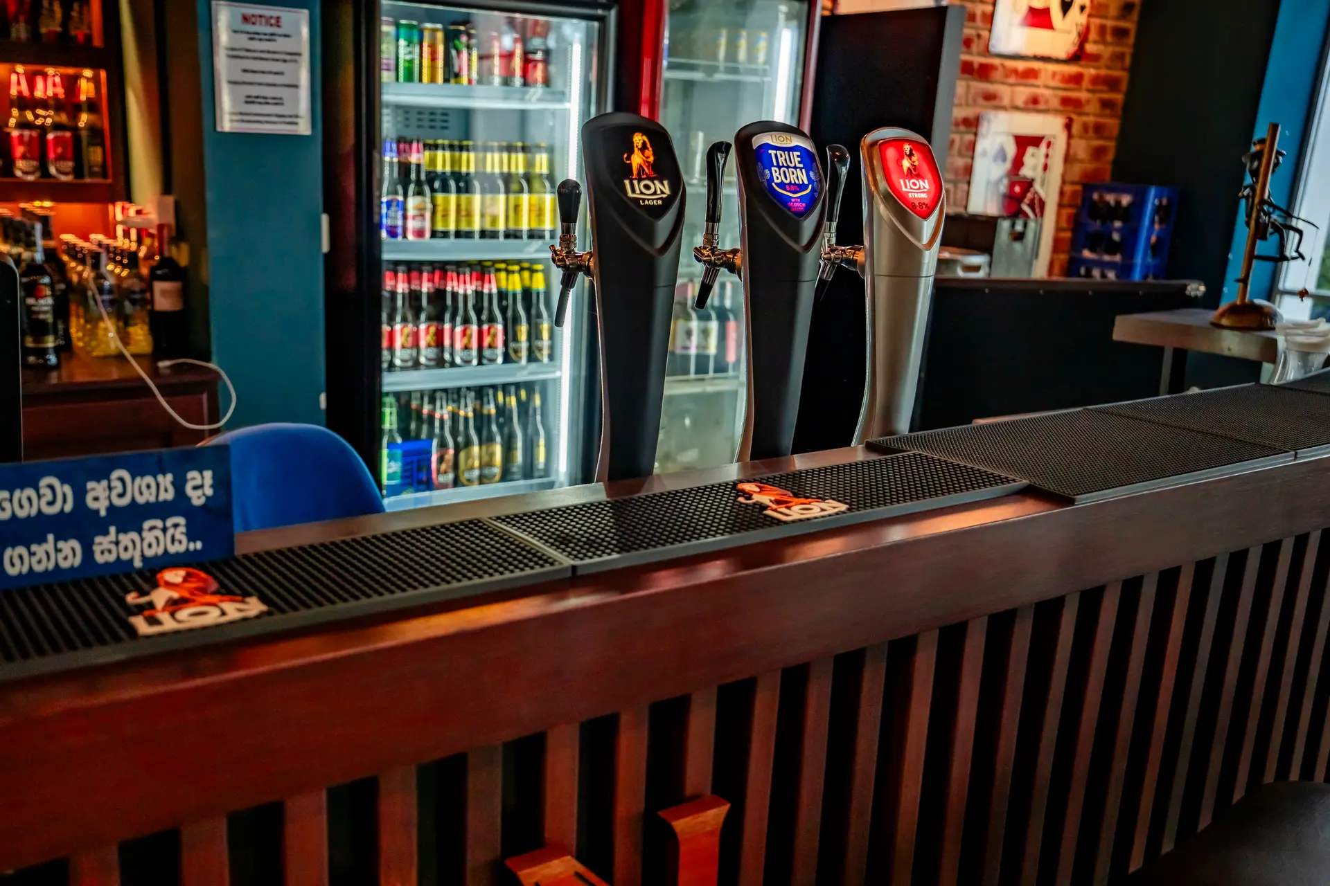 Draught beer taps at the bar