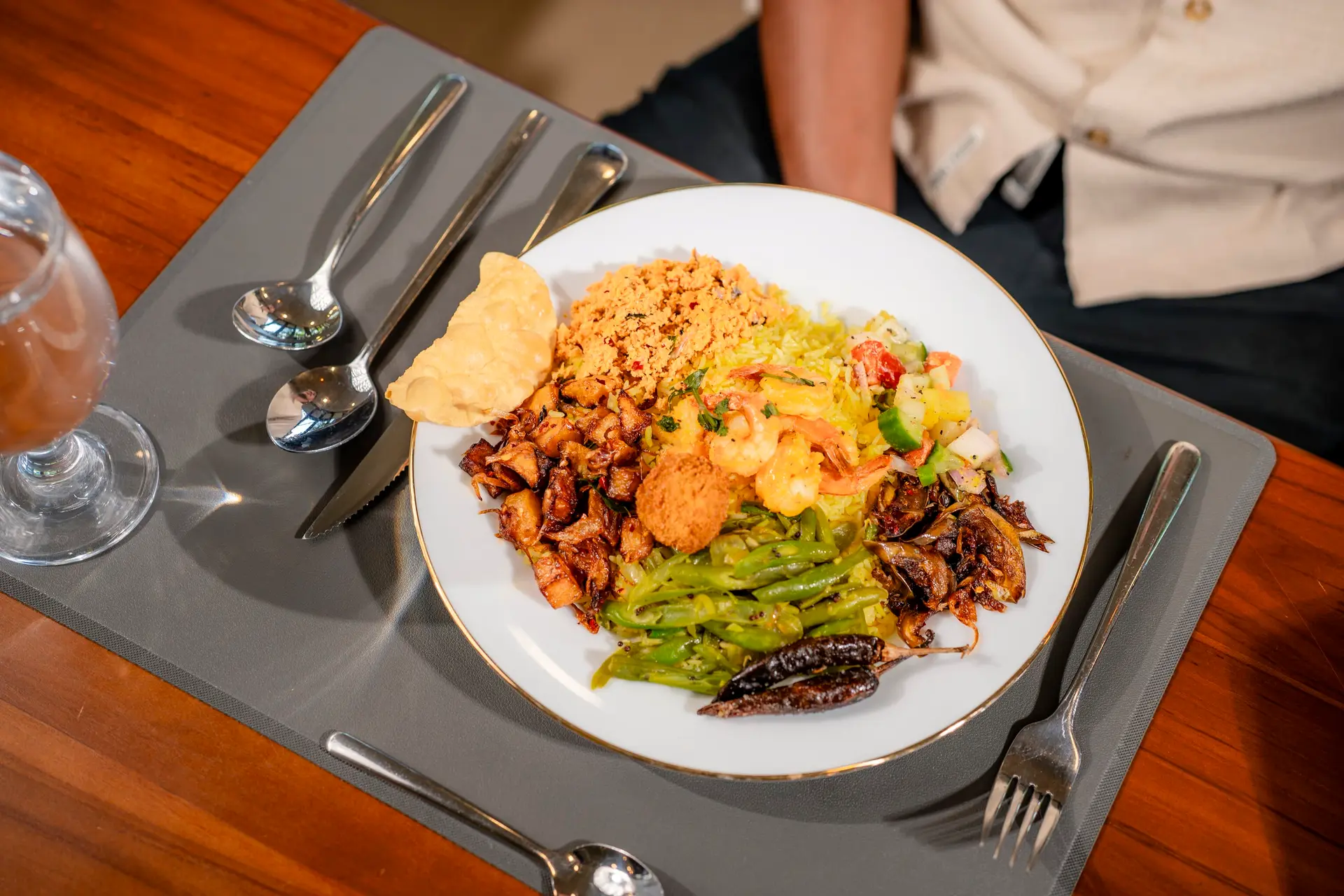 A plate of Sri Lankan rice and curry