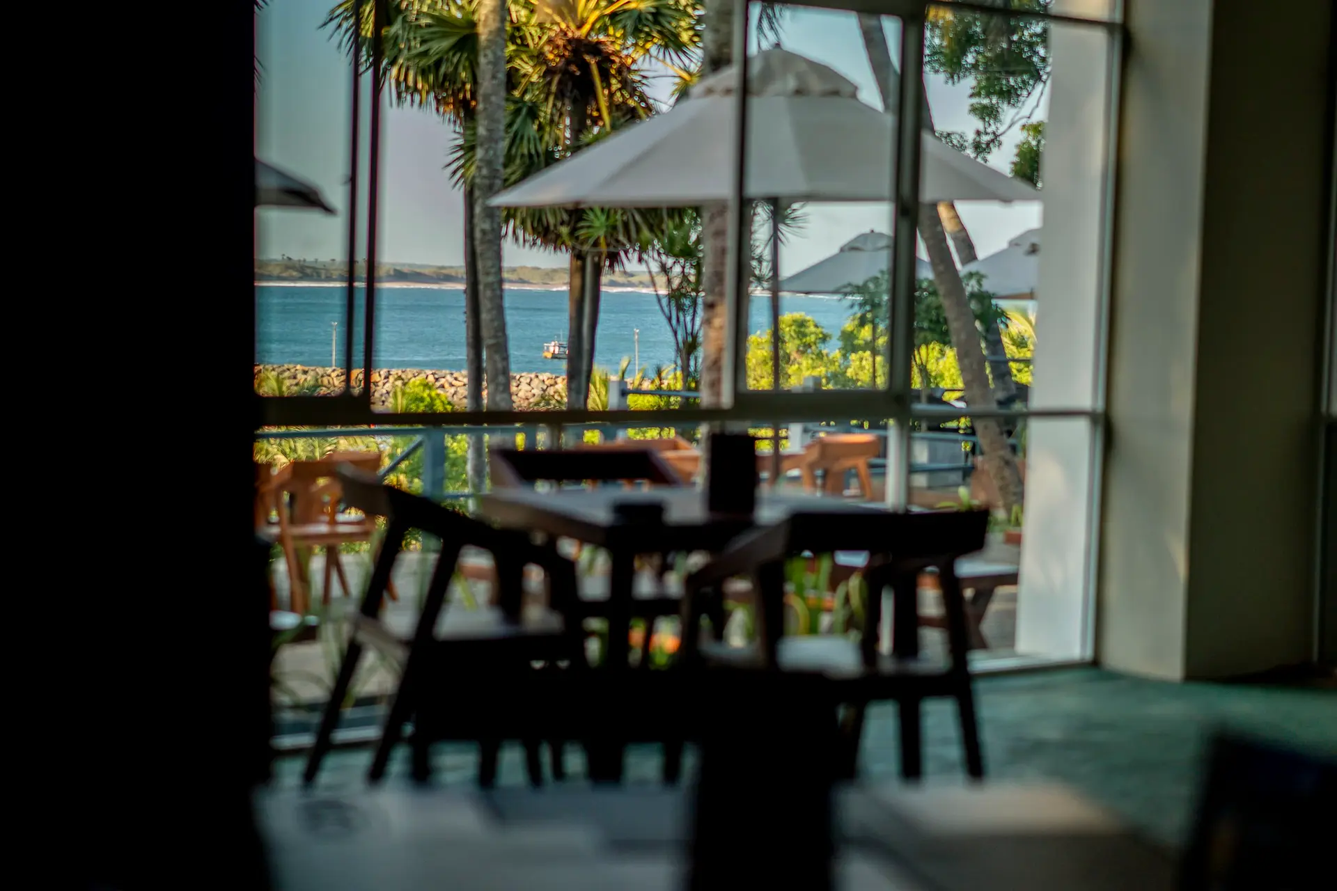 Ocean-view dining terrace at the Rest House