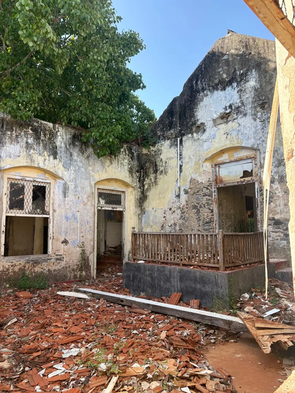 Weathered walls and arched doorways of the Old Courthouse