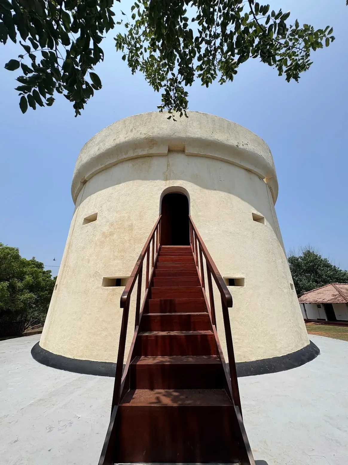 Wooden steps up to the Martello Tower entrance